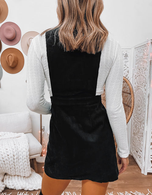 Load image into Gallery viewer, Corduroy Overall Sleeveless Mini Dress with Pockets
