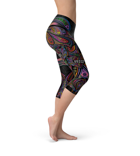 Womens Sugar Skull Capri Leggings